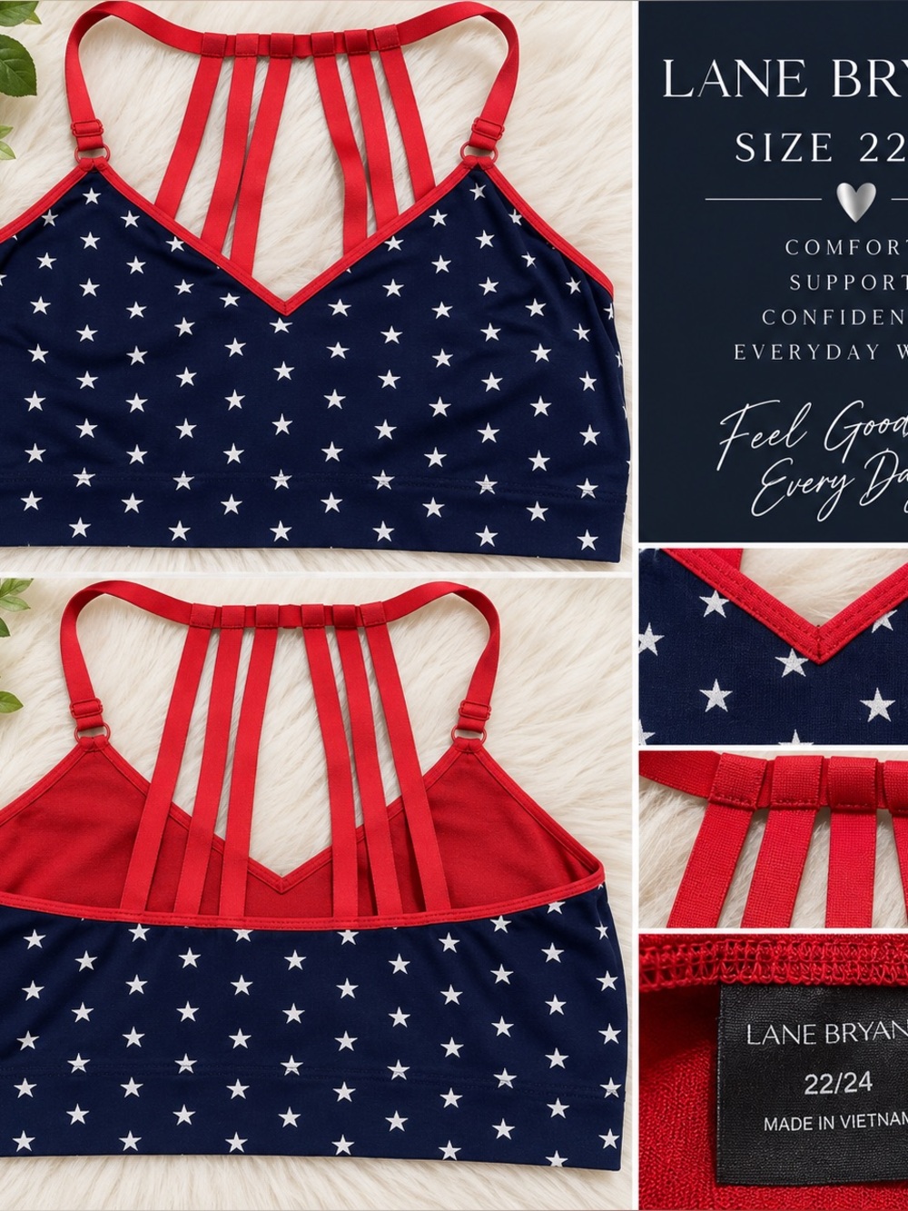 Lane Bryant Star Print Strappy Racerback Bralette – Size 22/24